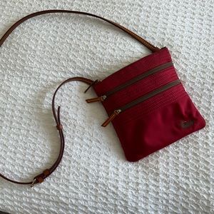 Dooney & Bourke Red Nylon Triple Zip Crossbody
